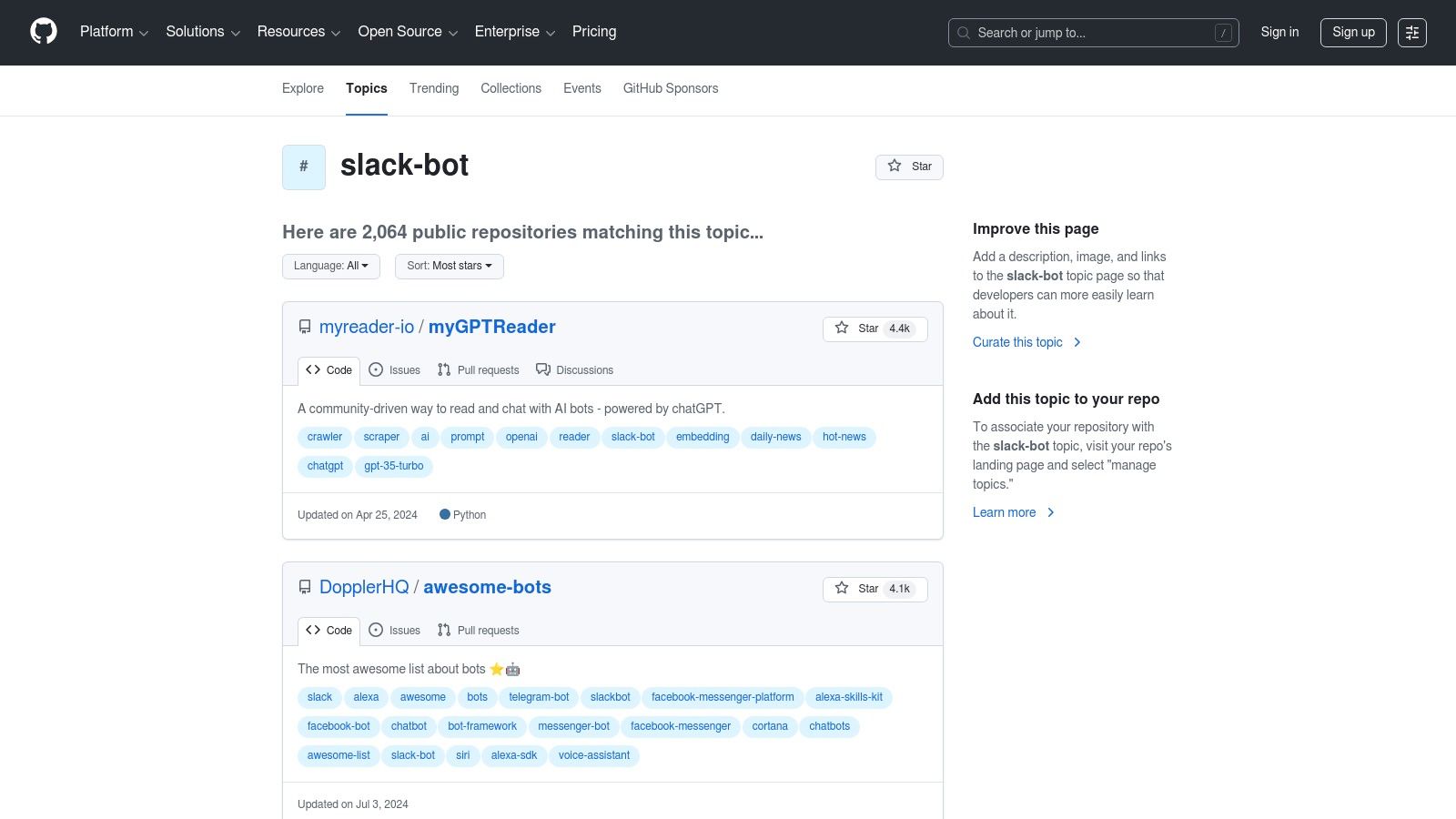 GitHub – "slack-bot" Topic and Awesome Slack