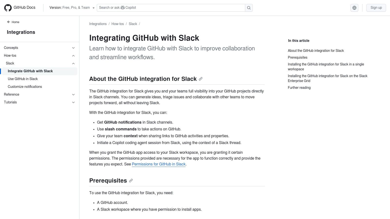 GitHub Docs — Integrating GitHub with Slack